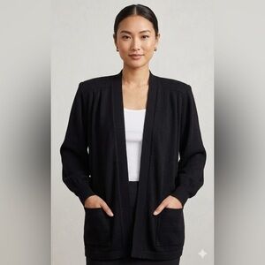 ST. John Basics Cardigan Oversized Sweater Black Santana Knit M By Marie Gray